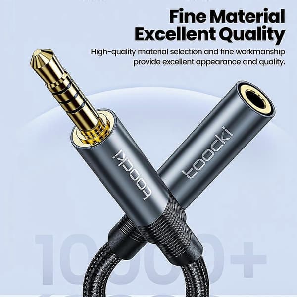 TOOCKI TQ-X41 Lydforlængerkabel 2m 4 Sektioner 3.5mm Stereo Jack Han til Hun Kabel - Grå