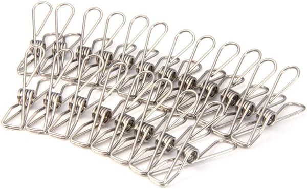 Tøjklemmer i rustfrit stål, 20 stk., ubrydelige, holdbare