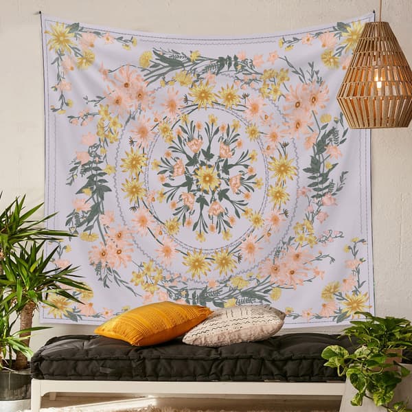 150×200cm Bohemsk billedvev - Lilla knust blomst, veggteppe