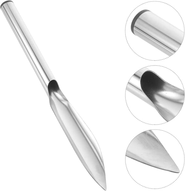 Liten hagespade i rustfritt stål, ergonomisk grep, spiss håndspade for omplanting, rotskjæring og hagearbeid, lettvekt -
