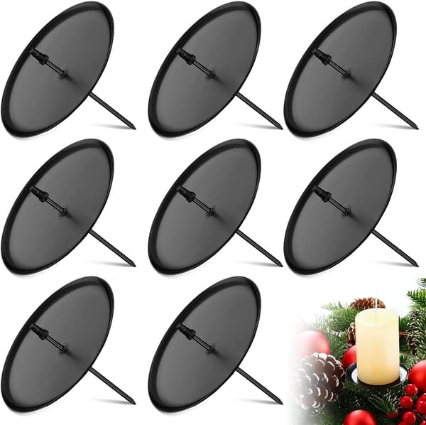 8 stk. 6 cm/2,4 tommer metallplate lysestaker adventslysestake