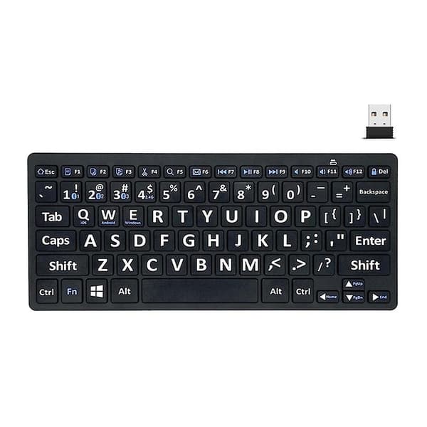 2.4G trådløst tastatur 78 taster stor tekst for eldre stasjonær PC bærbar PC-FA-