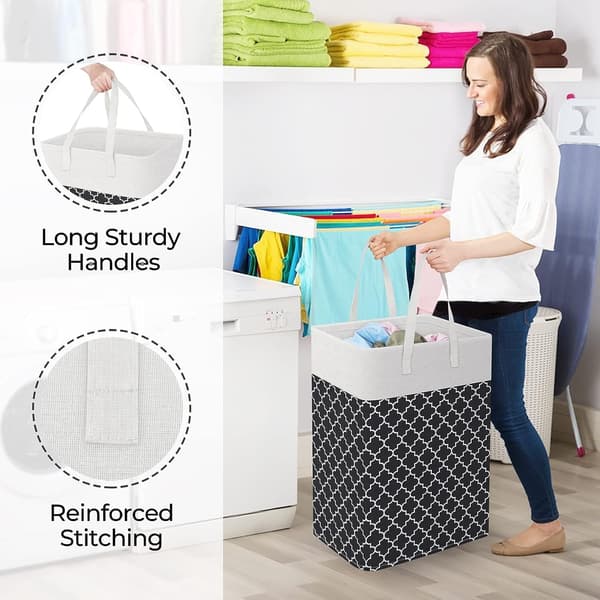 75L Large Laundry Basket - Freestanding Waterproof Laundry Hamper with Extended Handle - Foldable Tall Laundry Basket