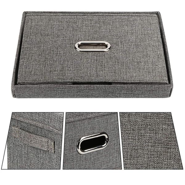Foldable Storage Box Linen Fabric Clothes Storage Basket with Lid