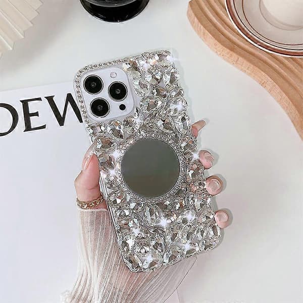 iPhone 14 Pro Max Love Mirror Glittrande Diamant Lyxig Diamant Serie Telefonfodral