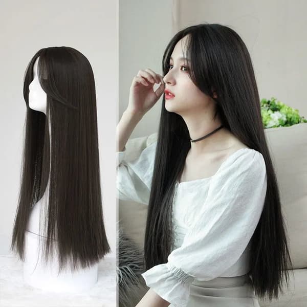 Peruker Dam Långt Hår Åtta Puffy Karaktär Lugg Naturlig Rund