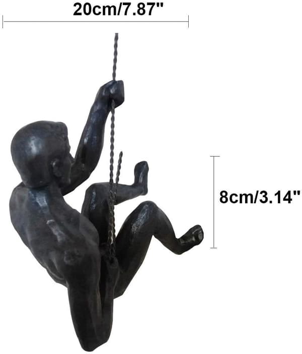 Climbing Man Wall Sculpture Resin Wall Art for Home Decor Dark Bronzed Finish