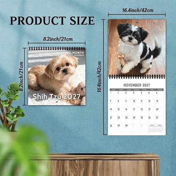 2027 kalender vegg morsom hund ukeplanlegger med dobbel spiral -