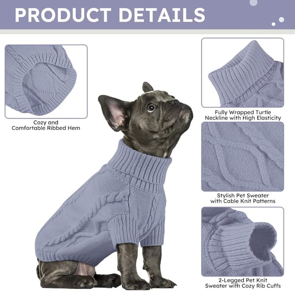 Varm Hundegenser Liten Rase Pullover Strikket Genser Kaldt Vær Klær Bryst 30cm Hals 24cm Rygglengde 23cm X-Small Blå