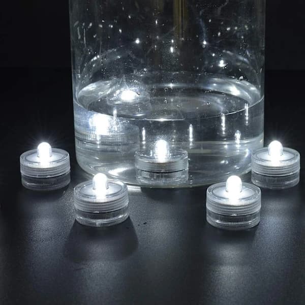 LED-lys Telys Flamfrie Vanntette Batteridrevne Undervannslys