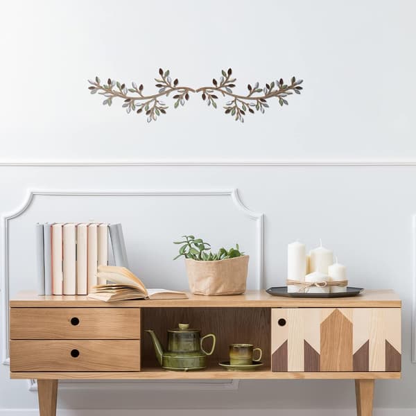 2 stk metalltre blader vin olivengren blader veggkunst smijernsskulpturer over seng, stue, dekor