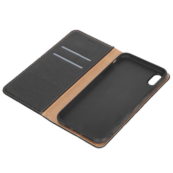 PU-läder plånboksfodral med kreditkortsfack, magnetisk stängning, stötsäkert skal för iPhone XS MAX