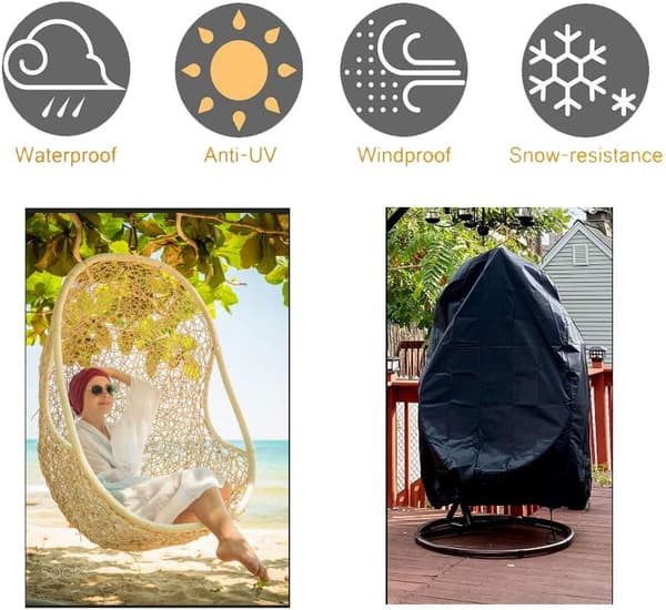Patio Egg Chair Covers med glidelås, Stort Holdbart Wicker Swing Co