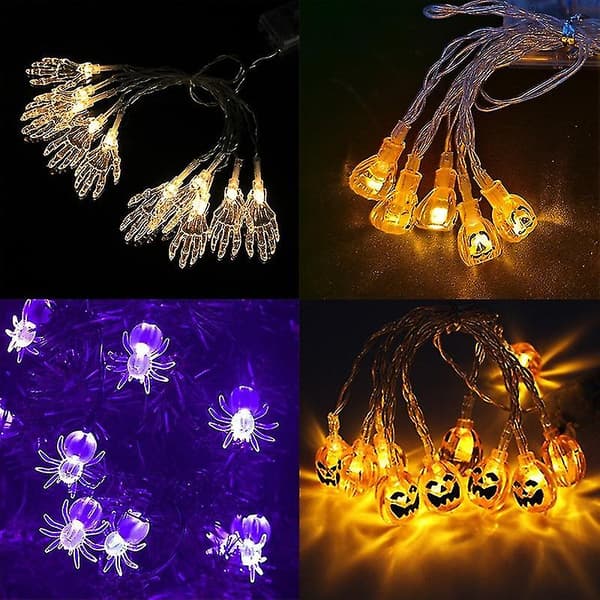 Halloween LED dekorativ lyslenke varmhvit 1,5m 10 LED-lys liten spøkelseshanske