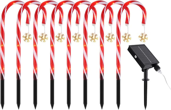8-pack Snowflake Fairy Lights Candy Cane LED String Lights Christmas Decoration Christmas Tree Ornament