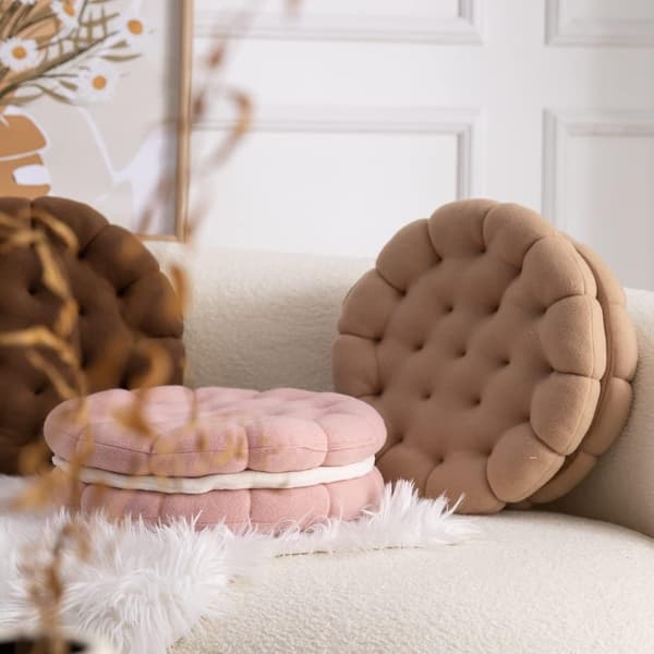 14-tommer rund dekorativ pude i form af en kiks