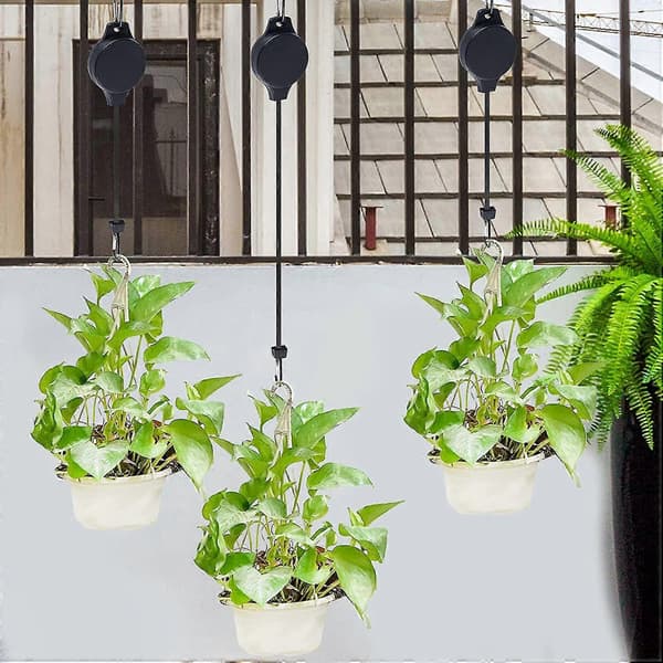 6-pack Plant Pulley Retractable Hanger Easy Access Plant Pulley Adjustable Height Wheel for Hanging