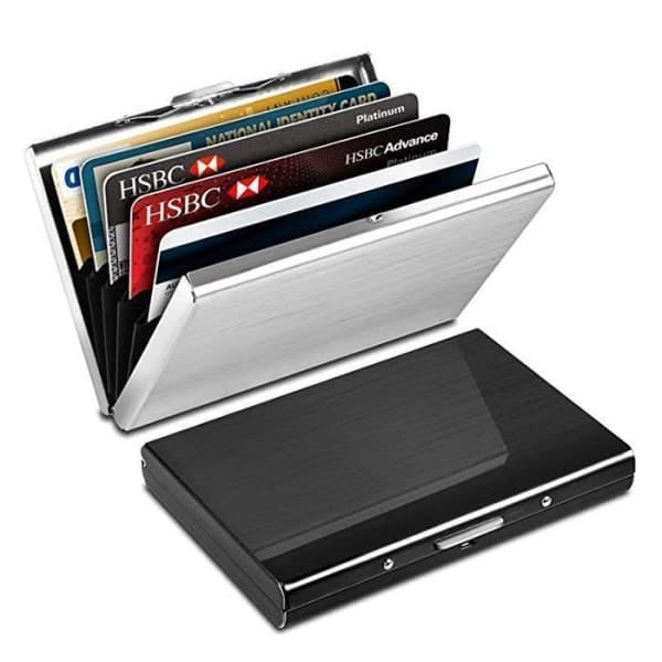 Kortholder i rustfrit stål med rum - RFID-beskyttelse - Metalpung Sølv