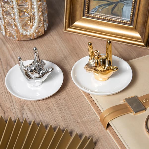 JEG ELSKER DIG Håndringholder Ringfad Keramisk Smykkeholder Fad Pyntefad til Ringe Øreringe Halskæde Organizer