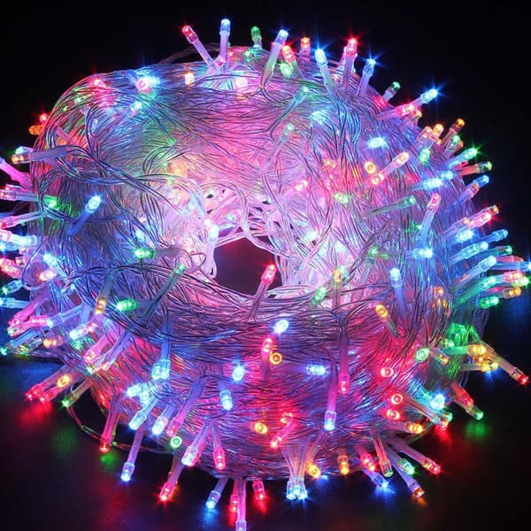 Gul ljusslinga 10M 100 LED kallvit julbelysning inomhus