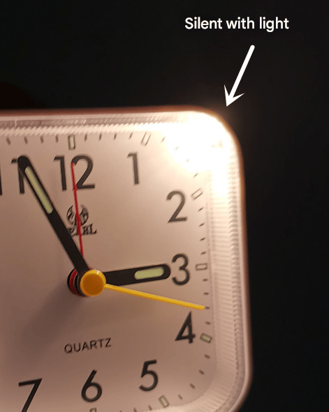 Silent Analog Alarm Clock Bedside Clock Square Table Clock Quartz Clock with Snooze and Radiant White White-FM- White White White