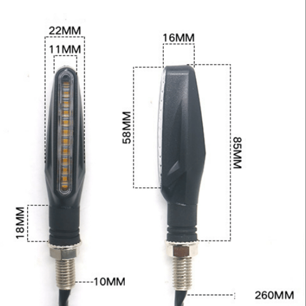 2-pak universelle LED-blinklys til motorcykel, godkendte sekventielle LED-blinklys til motorcykel, E24