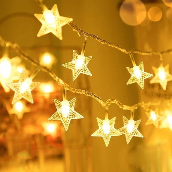 Stjerneformede lyslenker batteridrevet 12m 80 LED Fairy String L