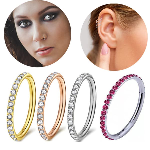 Argent blanc 1.2 * 6mm diamant øreclips brusk G23