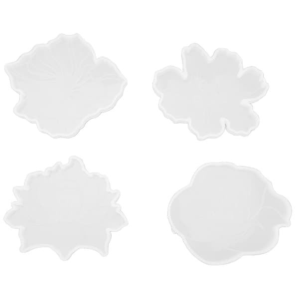 4 stk. Coasterform 4 forskjellige stiler Blomsterdesign Silikonform for å lage dekorasjoner