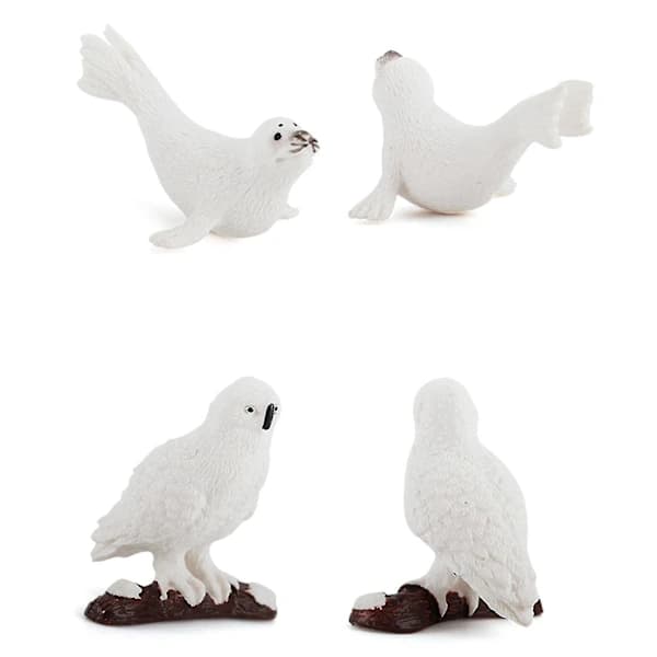 6 stk. Simulering Mini Arktiske Dyr Pingviner Isbjørn Sneugle Delfin Ulv Actionfigurer Model