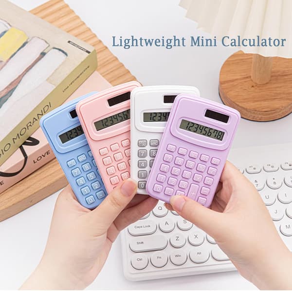 Pocket Calculator, 8-Digit Basic Desktop Calculator, Battery Powered Standard Function Calculator for Office, Home