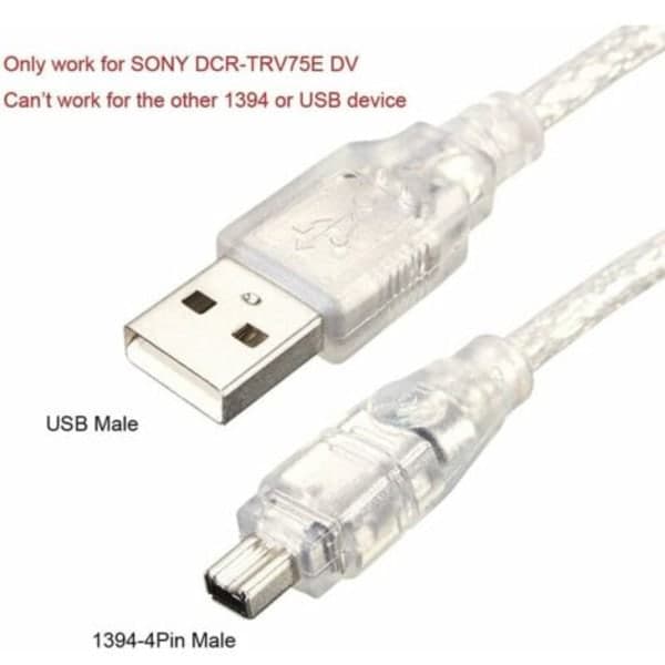 USB han til FireWire IEEE 1394 adapterkabel. 4-benet han iLink til Sony DCR-TRV75E DV.pa