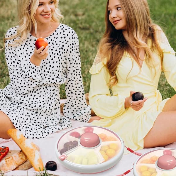 Roterende - snackssnurr - Rosa - snacksrotator - Gjenbrukbar - snacksboks - snacksbokser - Snacksbeholder - med - skuffer