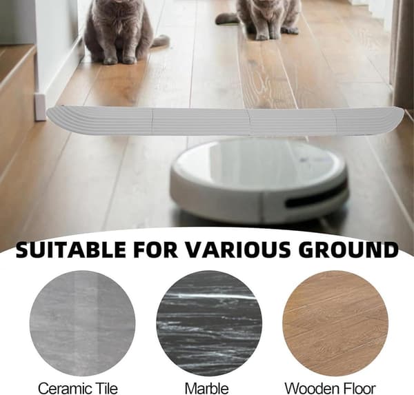 Threshold ramp - 68 × 5 cm - Threshold ramp for robot vacuum cleaner - Rubber ramp - Threshold ramp - Ramp - Threshold plate - Adjustable - Ramp