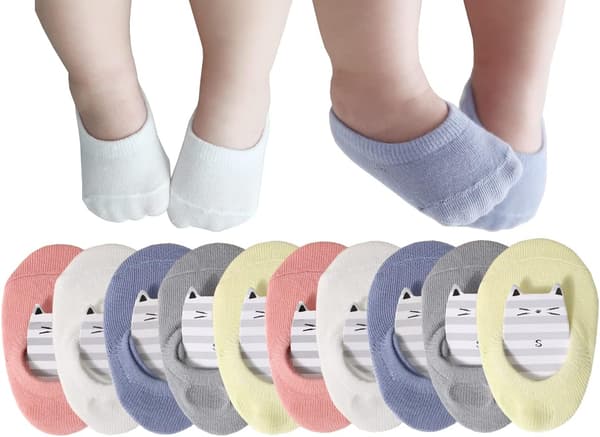 Baby Grip Sokker Gutter Jenter Småbarn Ingen Vis Bomull Anti-skli Usynlig Sommer Tynn 10-pakning Solid 1-3T 10pack Solid 1-3T