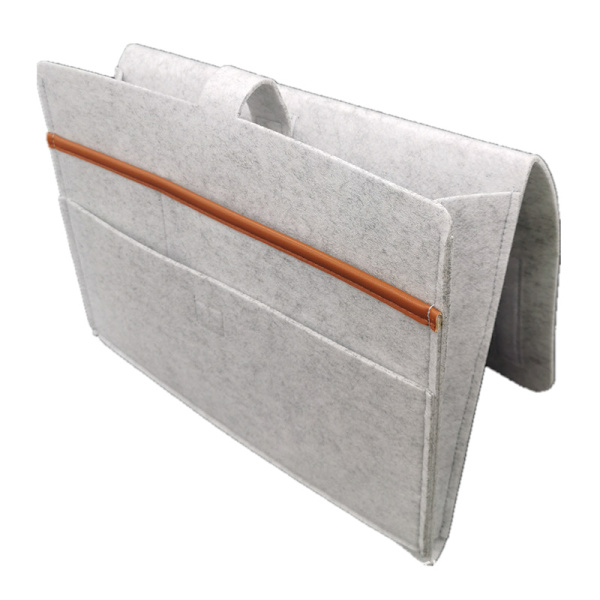 Bedside Storage Bag Polyester Double Layer Storage Box for Dorm Beds Bunk Beds Sofa Light Gray Light Gray