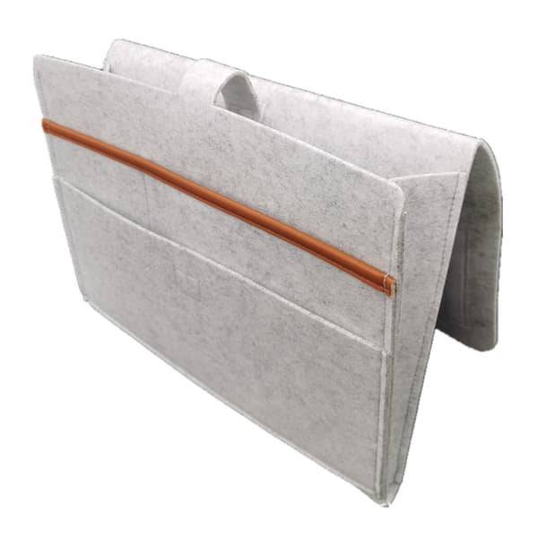 Sengebordsopbevaringstaske Polyester Dobbeltlagsopbevaringsboks til sovesale køjesenge sofa lysegrå Light Gray