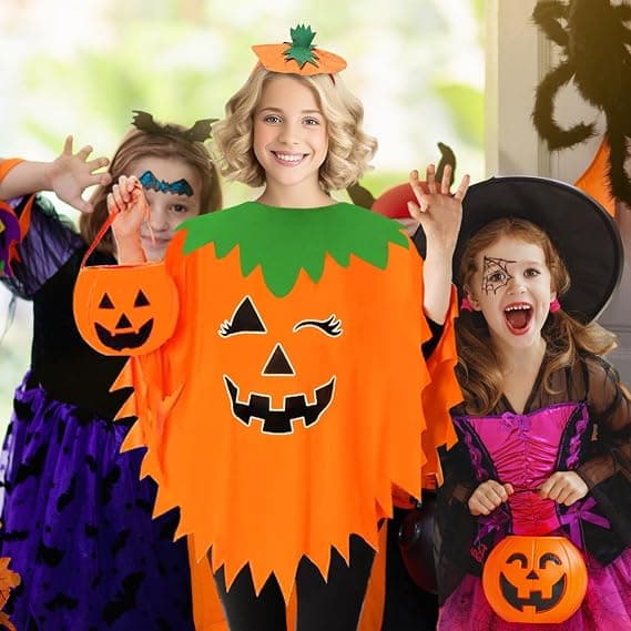 Voksen græskarkostume - Halloweenkostume med kappe og taske