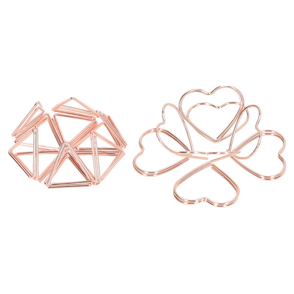 100 st formade gem, triangulära och hjärtformade dubbla lager 3D roséguld metallgem för filklassificering