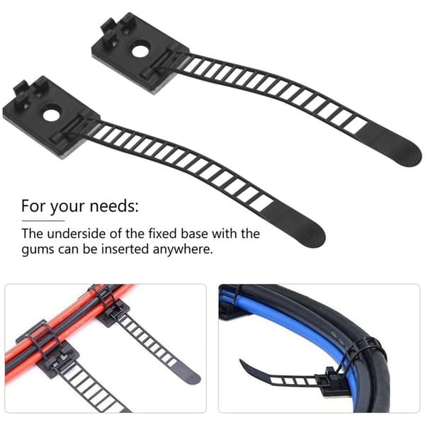 Adjustable Cable Clips for Wire Management, Cable Holders with Secure Self-Adhesive Mount