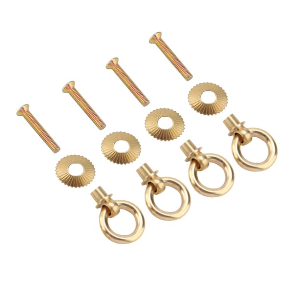 4pcs/pack Mini Simple Vintage Pull Rings Cosmetic Box Jewelry Box Fastener Handle Brass