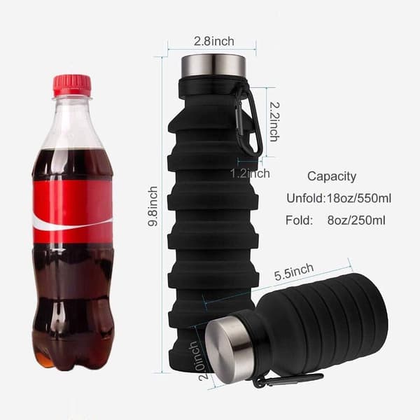 1-pak foldbar vandflaske, sort - 532 ml genanvendelig BPA-fri