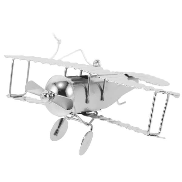 Metall flypynt retro flymodell 2-delt sett retro flydekorasjon, skrivebordsdekorasjon statuemodell