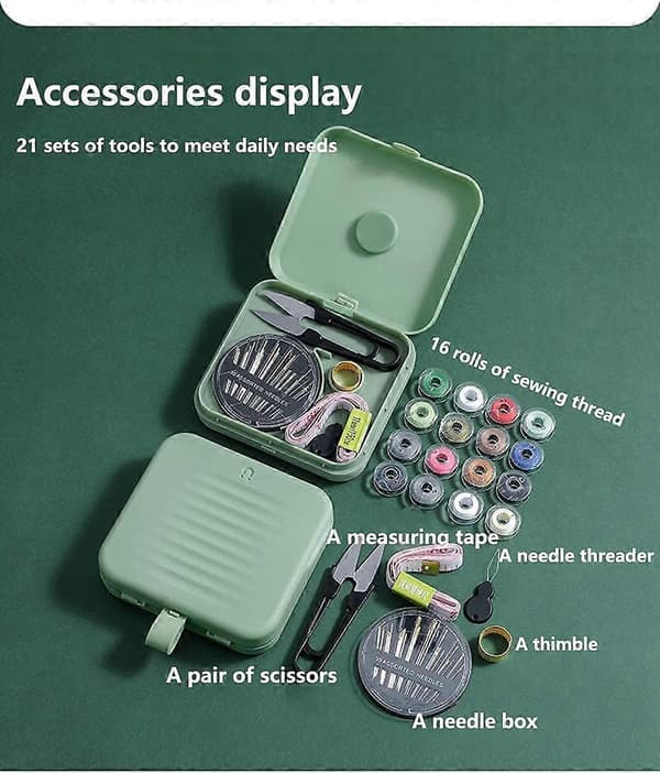 Portable Travel Home Small Magnetic Sewing Box, Mini Kit Storage Box, Beginner DIY Thread Needle Threader Scissor Kit Boxes and Quick Fix Kit