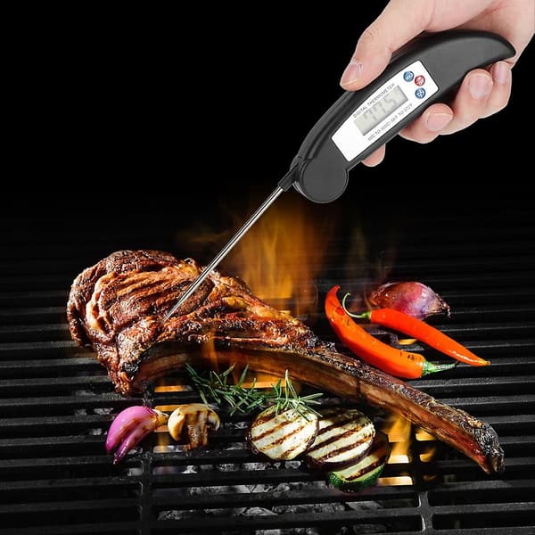 Vikbar Vattentät LCD Digital BBQ Grill Termometer Kök Matlagning Mat Termometer