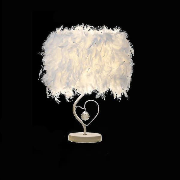 Hvit fjærbordlampe nattlampe