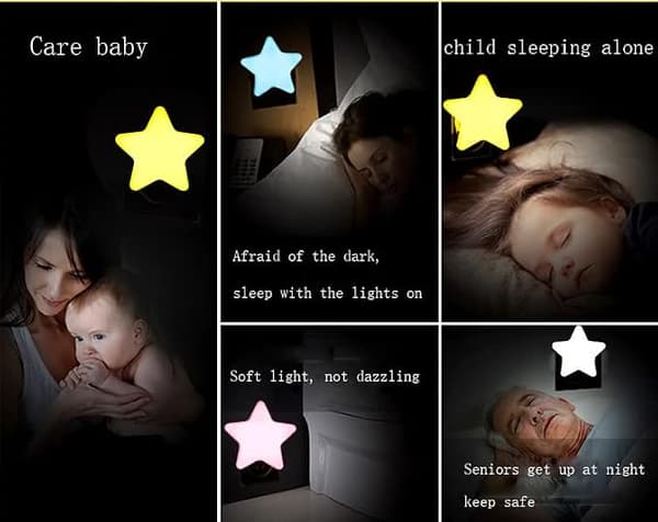 (Pink) Starry Night Light, Energy Saving LED Night Light for Kids, Plug-in Night Light, Light Sensor Night Light, Smart Night Light, Hallway Light