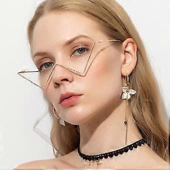 Halvram Glitrende Krystal Solbriller UV-beskyttelse Rhinestone Solbriller Uden Glas