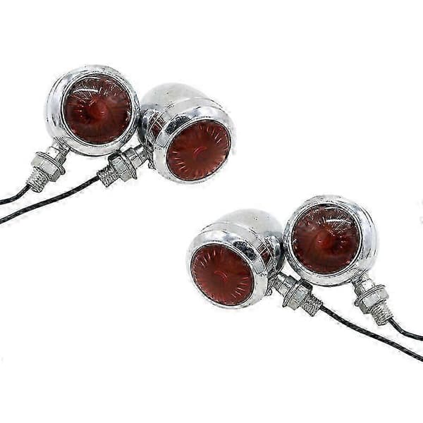 4 stk. krom motorcykel blinklys LED motorlampe pære til Cafe sølv silver