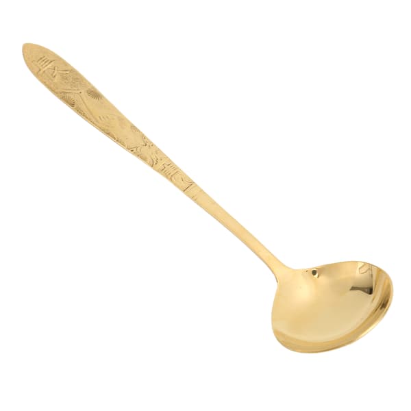 Heavy Duty Round Serving Spoon Mirror Polished Brass with Glossy Edges for Cafes, Hotels and Restaurants